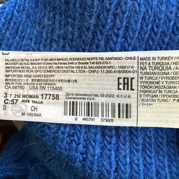 MNG Mock Neck Knit Sweater Pullover Women's Small Blue Chunky Oversized Comfy - Picture 14 of 14